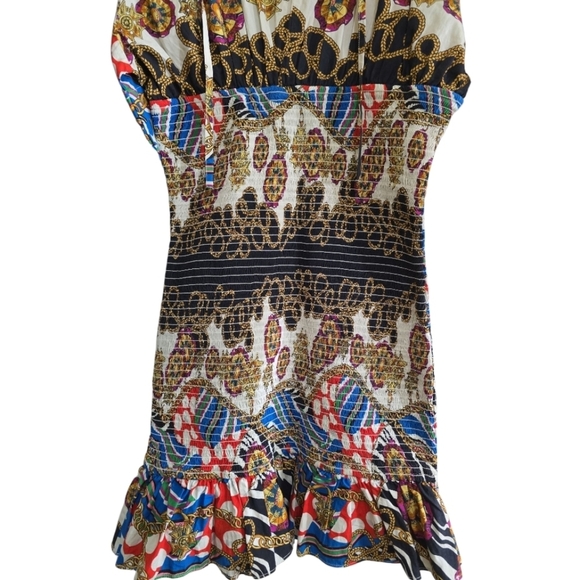 NWT Rhode Anya Smocked Mini Dress Nautical Chain Print Balloon Sleeves Large - Picture 6 of 11